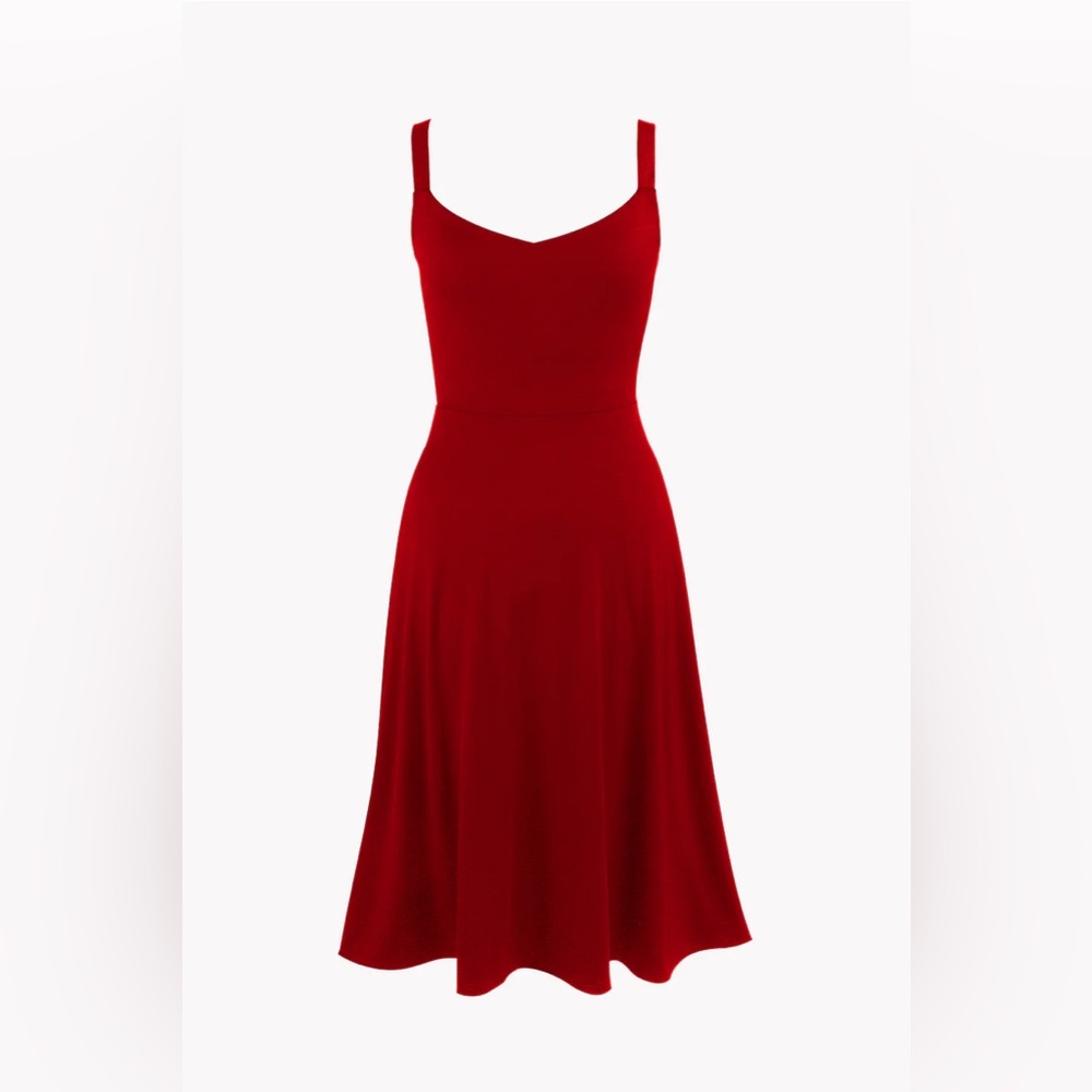 Cobalt Street BCI Cotton Red A-Line Midi Dress with pockets!